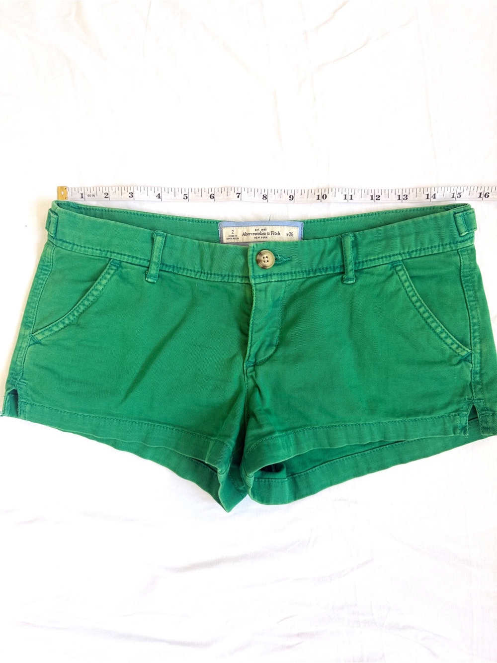 Abercrombie & Fitch Emerald Green Low Rise Cotton Shorts - Picture 4 of 6